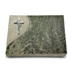 Grabtafel Tropical Green Folio Kreuz/Ähren (Alu)
