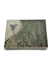 Grabtafel Tropical Green Folio Kreuz/Rose (Alu)