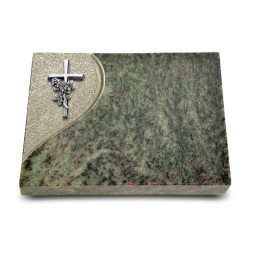 Grabtafel Tropical Green Folio Kreuz/Rose (Alu)