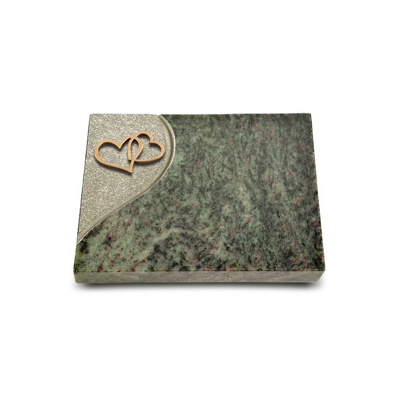 Grabtafel Tropical Green Folio Herzen (Bronze)