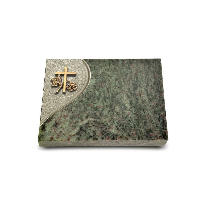 Grabtafel Tropical Green Folio Kreuz 1 (Bronze)