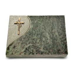 Grabtafel Tropical Green Folio Kreuz/Ähren (Bronze)
