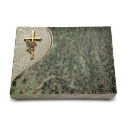 Grabtafel Tropical Green Folio Kreuz/Rose (Bronze)