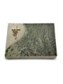 Grabtafel Tropical Green Folio Kreuz/Rose (Bronze)