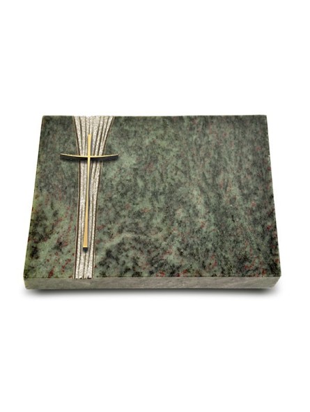 Grabtafel Tropical Green Strikt Kreuz 2 (Bronze)