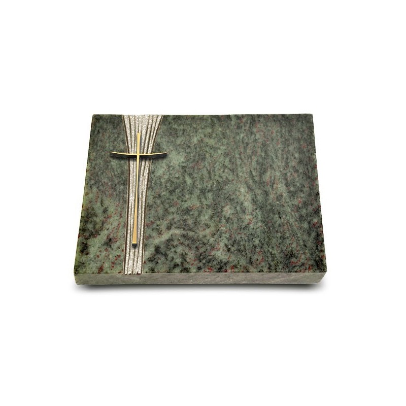 Grabtafel Tropical Green Strikt Kreuz 2 (Bronze)