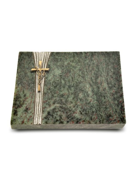 Grabtafel Tropical Green Strikt Kreuz/Ähren (Bronze)