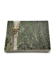 Grabtafel Tropical Green Strikt Kreuz/Rose (Bronze)