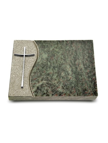 Grabtafel Tropical Green Wave Kreuz 2 (Alu)