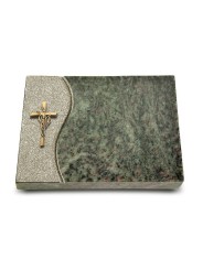 Grabtafel Tropical Green Wave Kreuz/Ähren (Bronze)