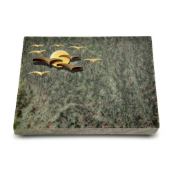 Grabtafel Tropical Green Vogelschwarm