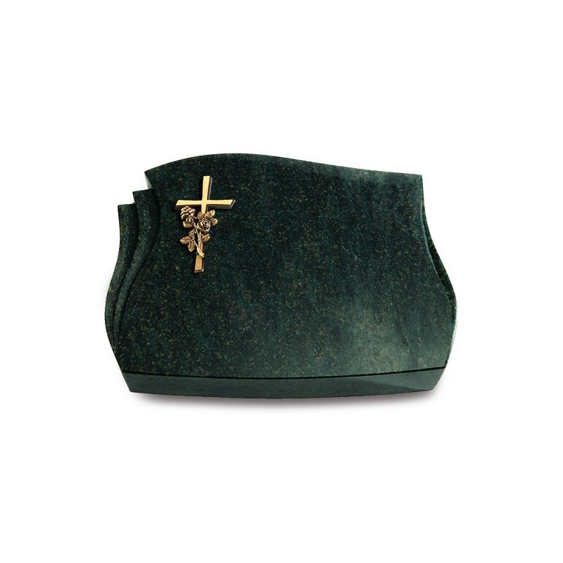 Grabkissen Liberty/Tropical-Green Kreuz/Rose (Bronze)