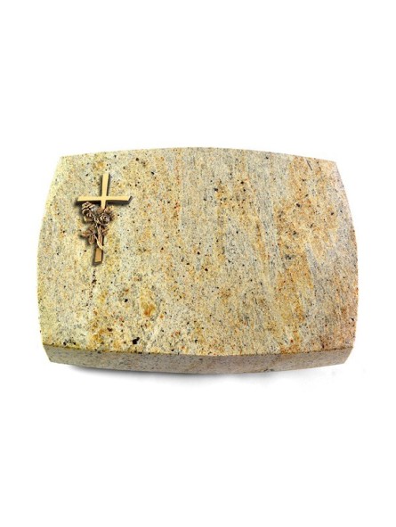 Grabkissen Roma/New-Kashmir Kreuz/Rose (Bronze)