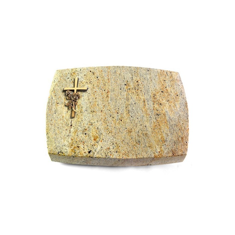 Grabkissen Roma/New-Kashmir Kreuz/Rose (Bronze)