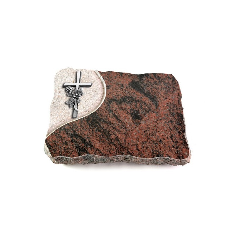 Grabplatte Aruba Folio Kreuz/Rose (Alu)