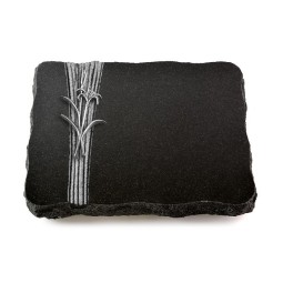 Grabplatte Indisch Black Strikt Lilienzweig (Alu)