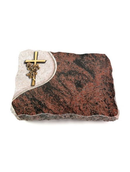 Grabplatte Aruba Folio Kreuz/Rose (Bronze)