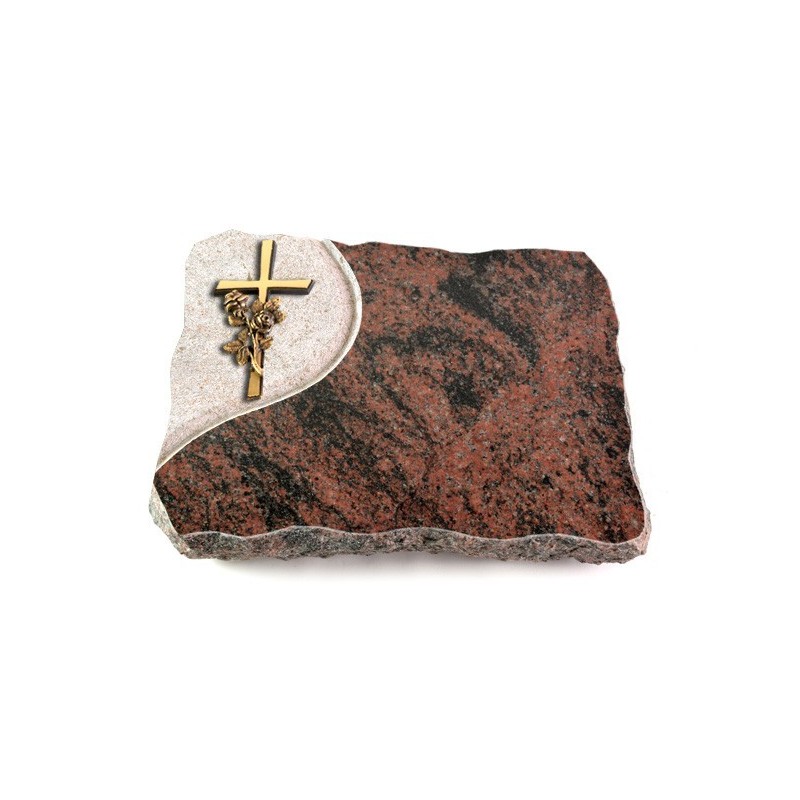 Grabplatte Aruba Folio Kreuz/Rose (Bronze)