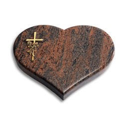 Grabkissen Coeur/Twilight-Red Kreuz/Rose (Bronze)