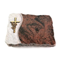 Grabplatte Aruba Wave Kreuz/Rose (Bronze)