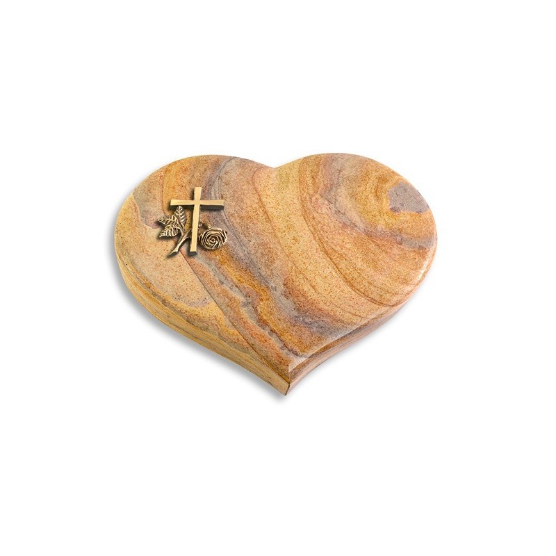 Grabkissen Coeur/Rainbow Kreuz 1 (Bronze)