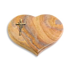 Grabkissen Coeur/Rainbow Kreuz/Ähren (Bronze)