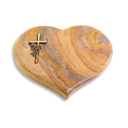 Grabkissen Coeur/Rainbow Kreuz/Rose (Bronze)