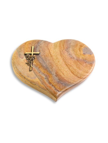 Grabkissen Coeur/Rainbow Kreuz/Rose (Bronze)