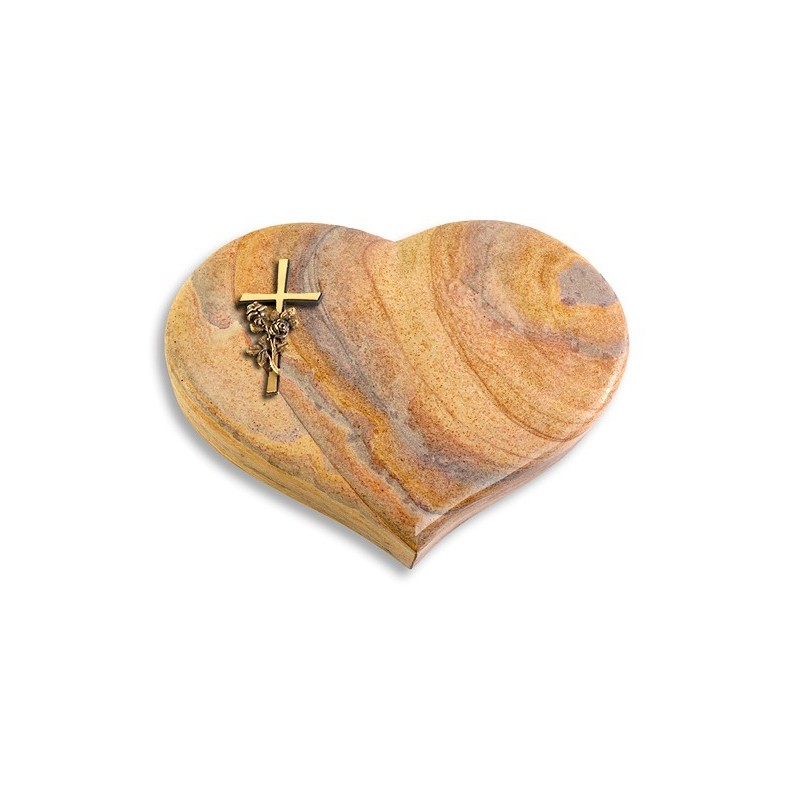 Grabkissen Coeur/Rainbow Kreuz/Rose (Bronze)