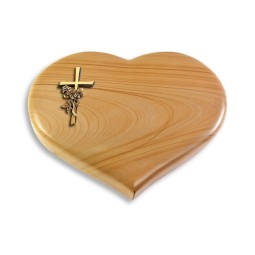 Grabkissen Coeur/Woodland Kreuz/Rose (Bronze)