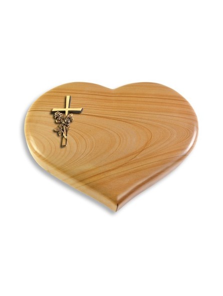 Grabkissen Coeur/Woodland Kreuz/Rose (Bronze)