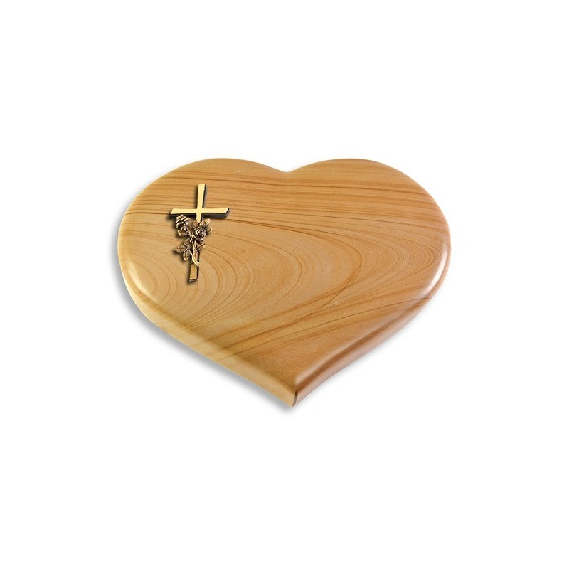 Grabkissen Coeur/Woodland Kreuz/Rose (Bronze)