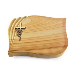 Grabkissen Eterna/Woodland Kreuz/Rose (Bronze)