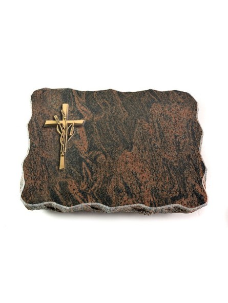 Grabplatte Barap Pure Kreuz/Rose (Bronze)