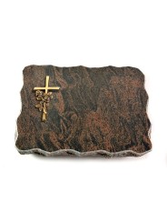 Grabplatte Barap Pure Kreuz/Rose (Bronze)