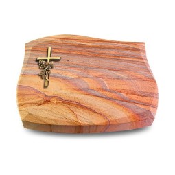 Grabkissen Galaxie/Rainbow Kreuz/Rose (Bronze)