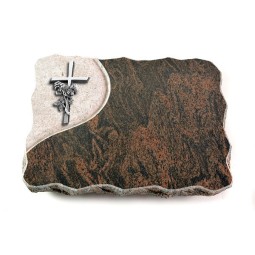 Grabplatte Barap Folio Kreuz/Rose (Alu)