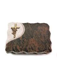 Grabplatte Barap Folio Kreuz/Rose (Bronze)