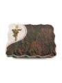 Grabplatte Barap Folio Kreuz/Rose (Bronze)