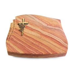 Grabkissen Liberty/Rainbow Kreuz/Rose (Bronze)