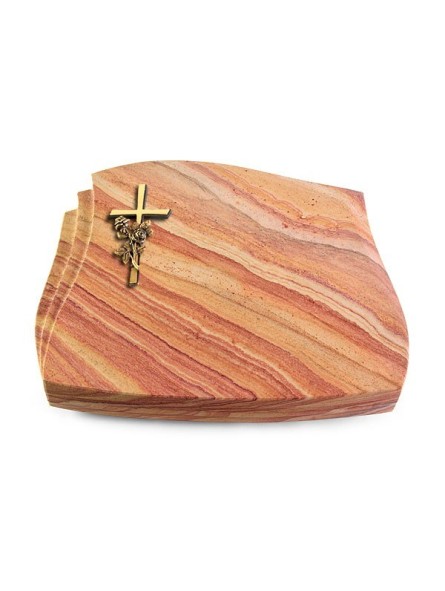 Grabkissen Liberty/Rainbow Kreuz/Rose (Bronze)