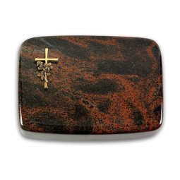 Grabkissen Linea/Aruba Kreuz/Rose (Bronze)