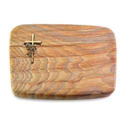 Grabkissen Linea/Rainbow Kreuz/Rose (Bronze)