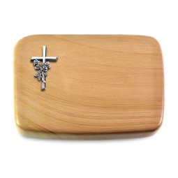 Grabkissen Linea/Woodland Kreuz/Rose (Alu)