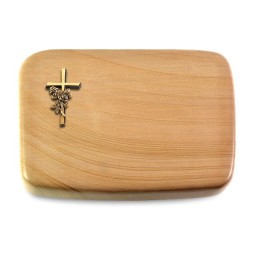 Grabkissen Linea/Woodland Kreuz/Rose (Bronze)