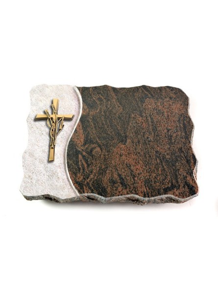 Grabplatte Barap Wave Kreuz/Ähren (Bronze)
