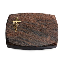 Grabkissen Roma/Multicolor-Rot Kreuz/Rose (Bronze)