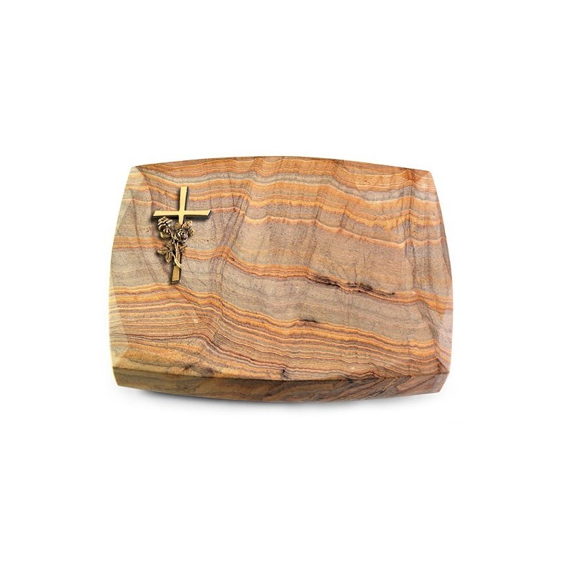 Grabkissen Roma/Rainbow Kreuz/Rose (Bronze)