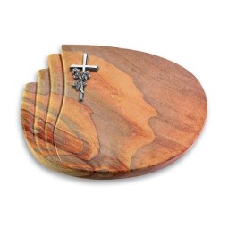 Grabkissen Waves/Rainbow Kreuz/Rose (Alu)