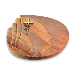 Grabkissen Waves/Rainbow Kreuz/Rose (Bronze)